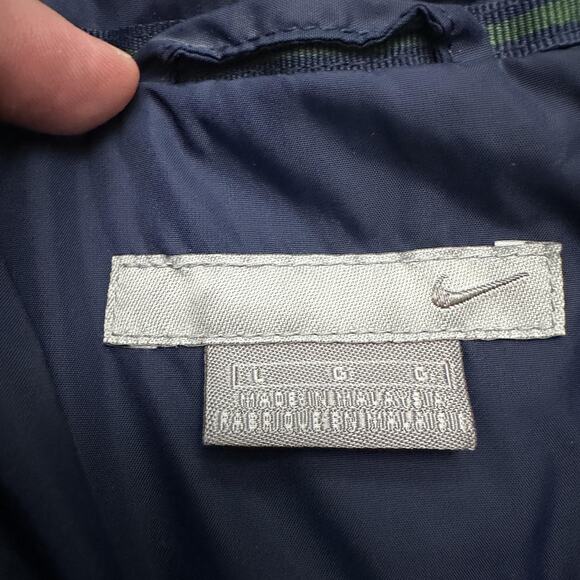 Nike Jacket Mens Large Navy Full Zip Windbreaker Mesh Lined Swoosh Spell Out Y2K - Picture 5 of 12